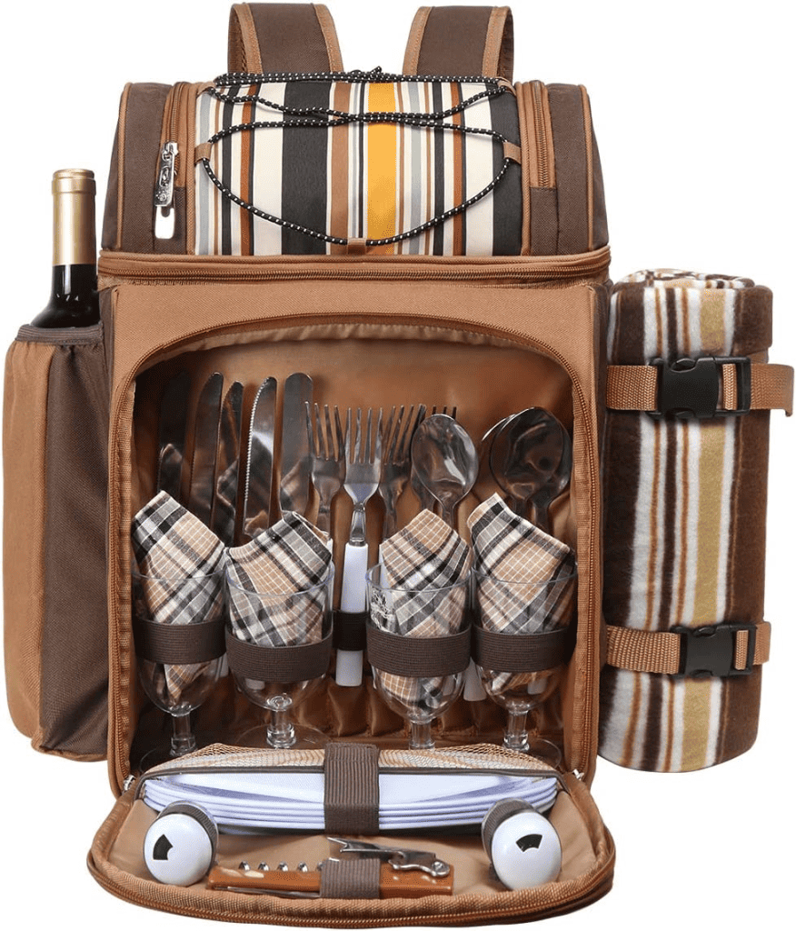 Hap Tim Picnic Backpack Cooler for 4 Person with Insulated Leakproof Cooler Bag